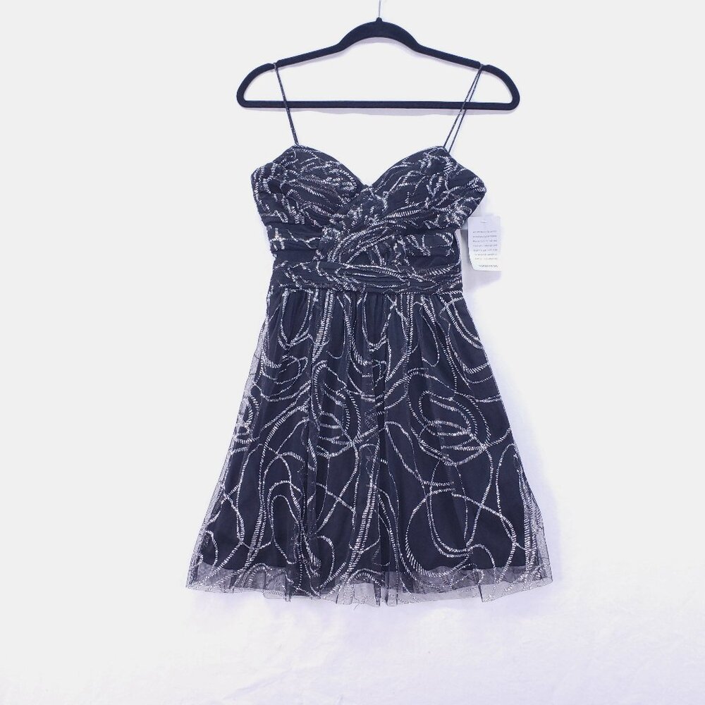 HAILEY LOGAN Adrianna Papell Dress Womens Size 5/6 Black Glitter Spaghetti Strap